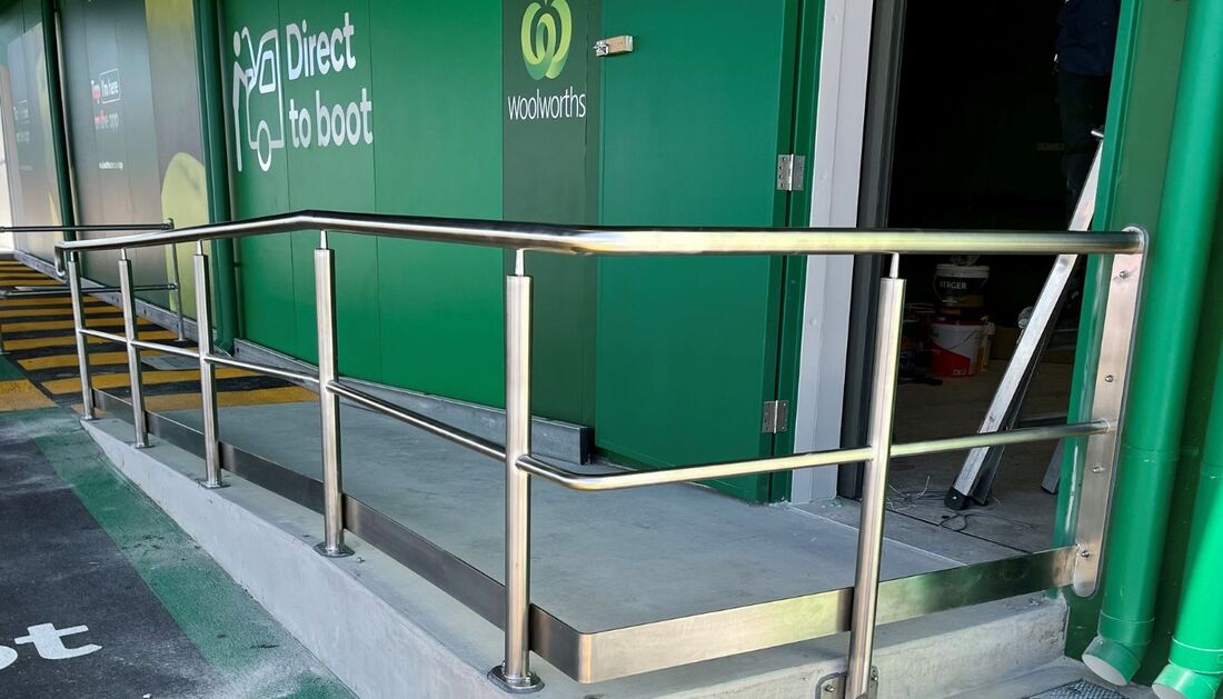 Stainless steel safety rails at Woolworths Ayr
